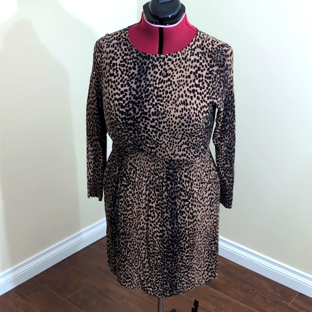 H&M| Leopard Print Long Sleeve Midi Stretch Dress